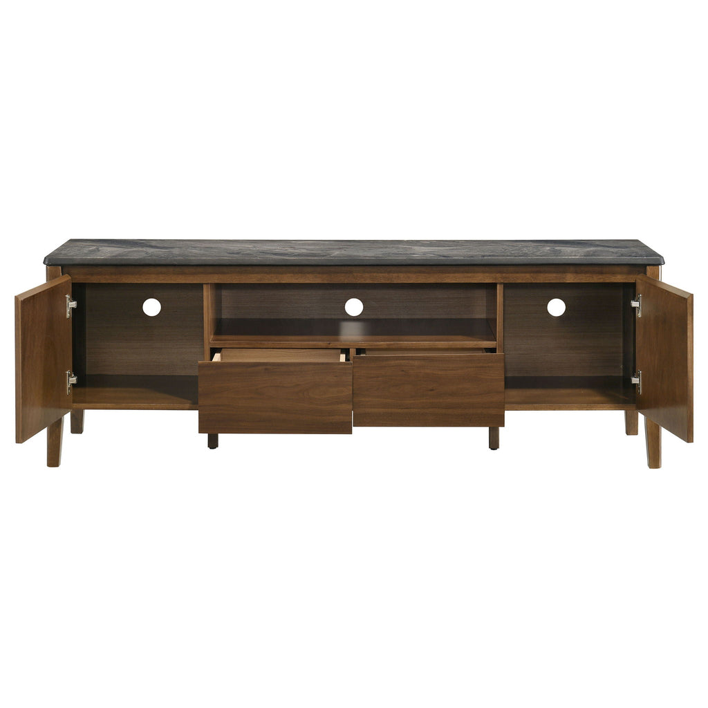 Bradley 63-inch 2-Door SmartTop TV Stand Smokey Grey and Brown