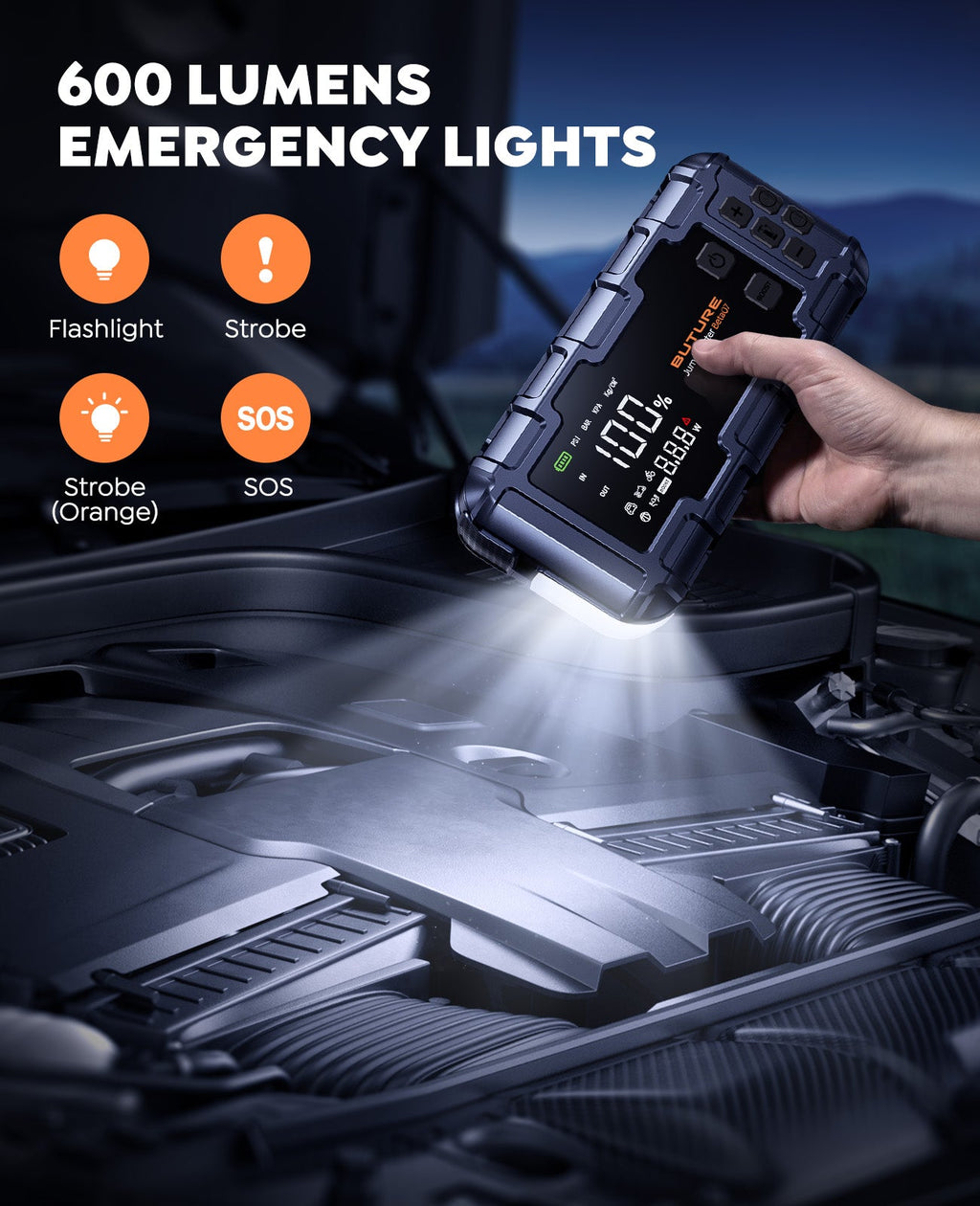 【Top Rated】Buture Beta07 Car Jump Starter 6000A With 160PSI Air Compressor