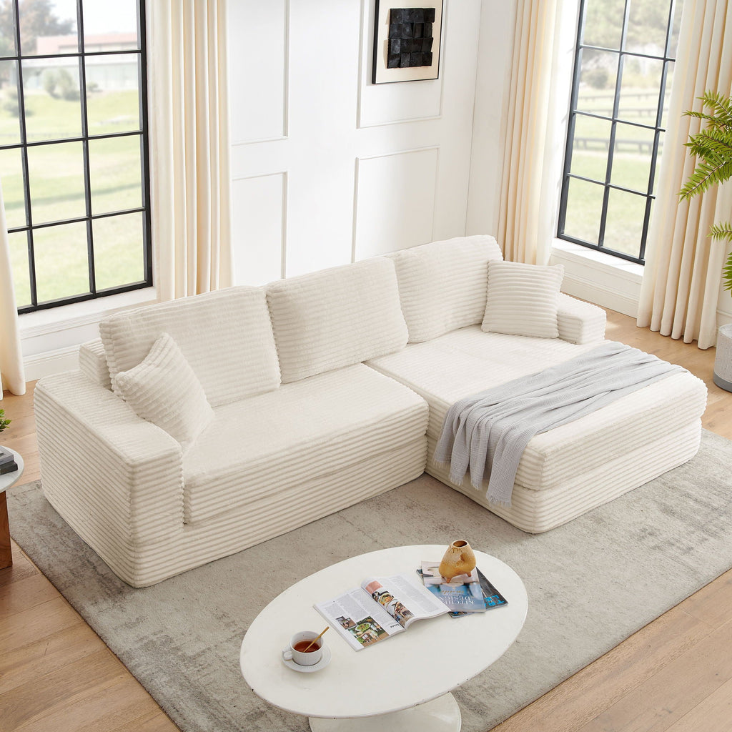 Modern Minimalist L Shape Modular Sectional Sofa, Couch
