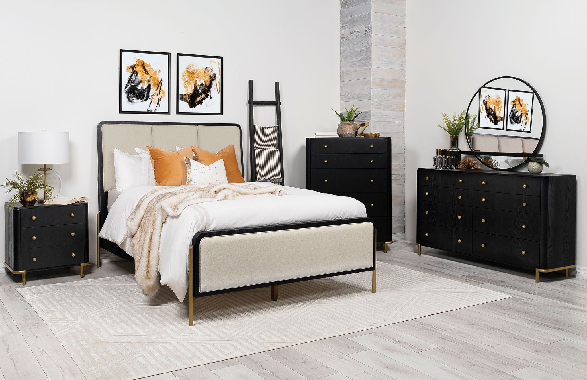 Arini 56-inch Eastern King Panel Bed Cream and Black