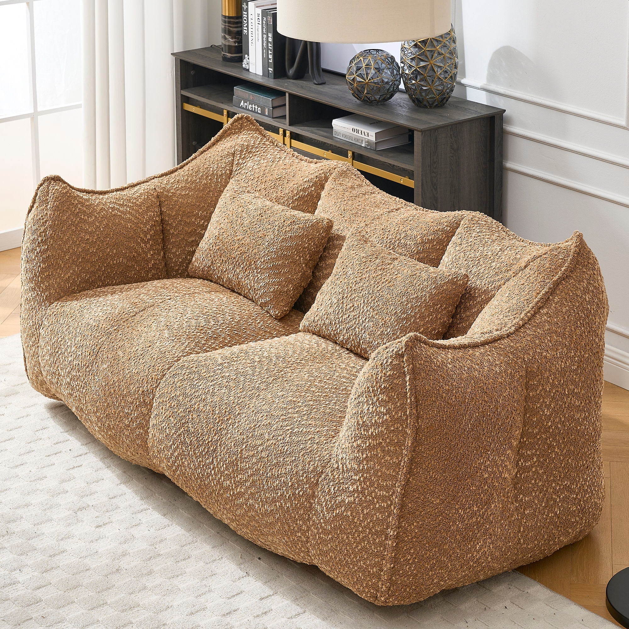 Comfortable Dual Beanbag Chair With High Resilience Foam Core For 2 People
