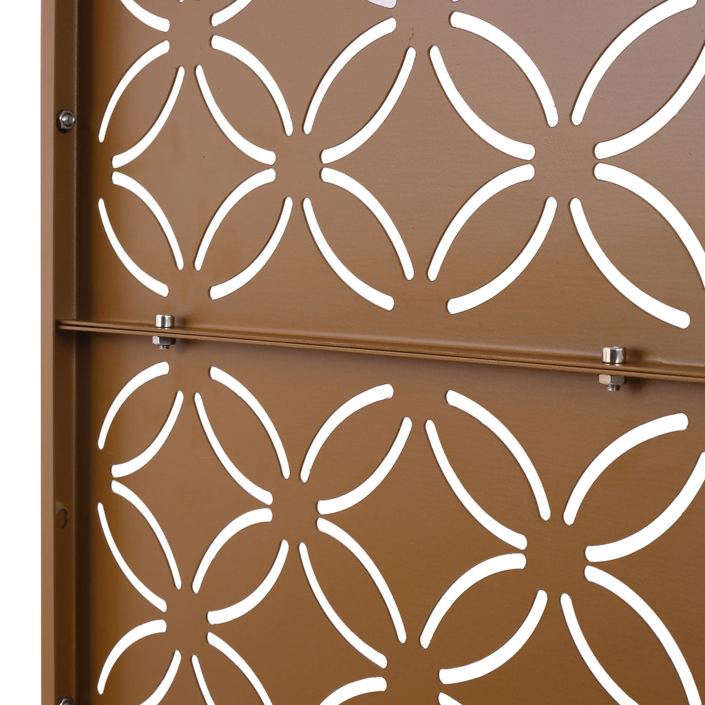 Freestanding Decorative Privacy Screen For Deck Balcony Patio, Metal Privacy - Brown