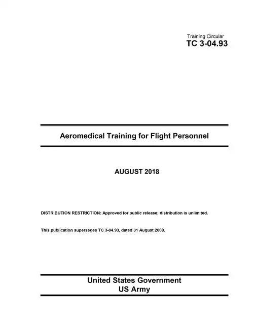Training Circular TC 3-04.93 Aeromedical Training for Flight Personnel August 2018 - Paperback