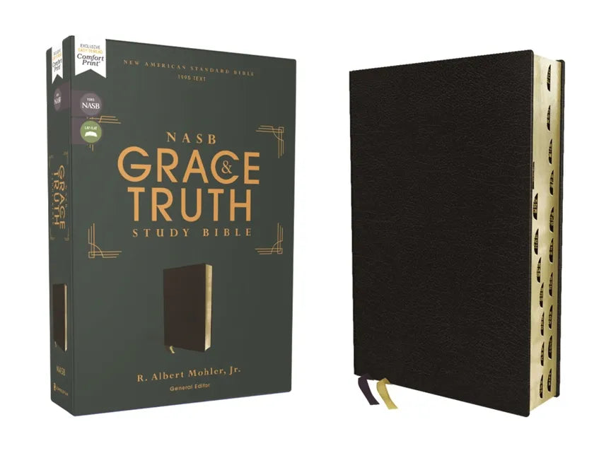 Nasb, the Grace and Truth Study Bible (Trustworthy and Practical Insights), Bonded Leather, Black, Red Letter, 1995 Text, Thumb Indexed, Comfort Print - Bonded Leather