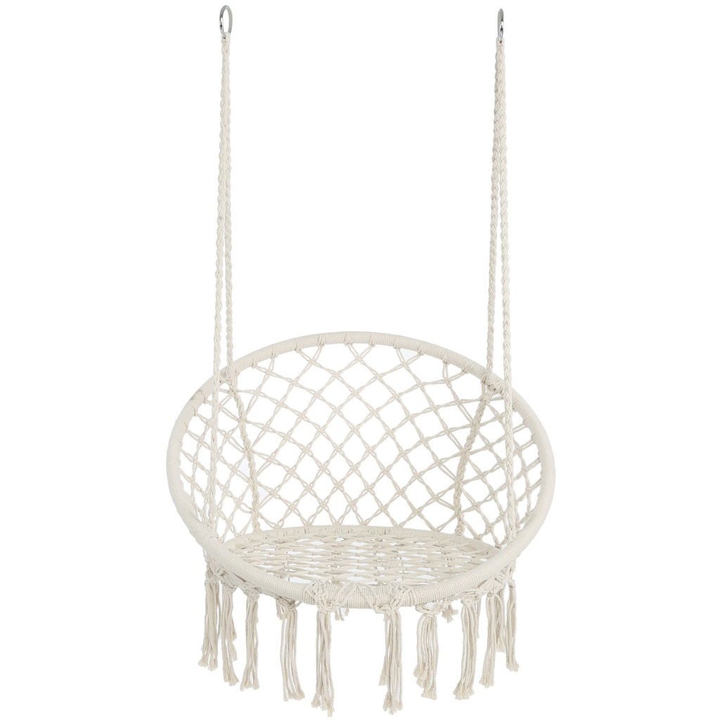 Macrame Hanging Hammock Chair, Rope Swing For Indoor And Outdoor Use