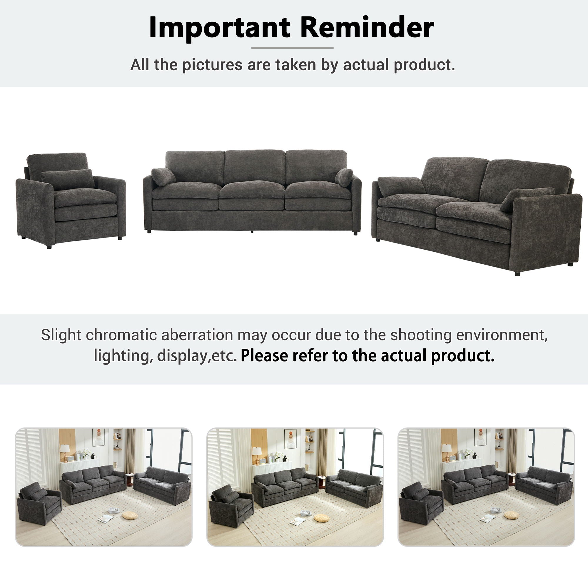 Cozy Upholstered Sofa Set For Living Room