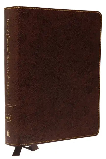 NKJV, Journal the Word Bible, Large Print, Bonded Leather, Brown, Red Letter Edition: Reflect, Journal, or Create Art Next to Your Favorite Verses - Bonded Leather