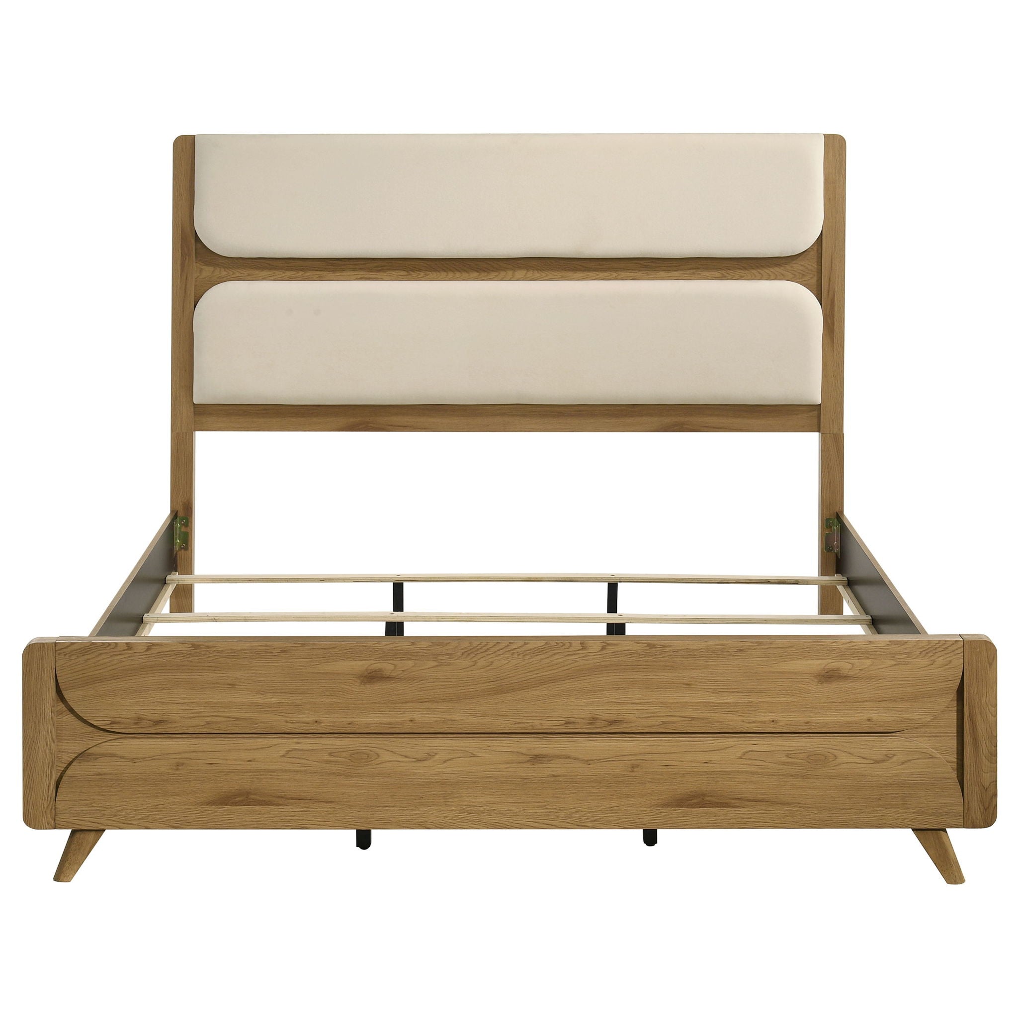 Bennett 62-inch Eastern King Upholstered Panel Bed Cream and Light Oak