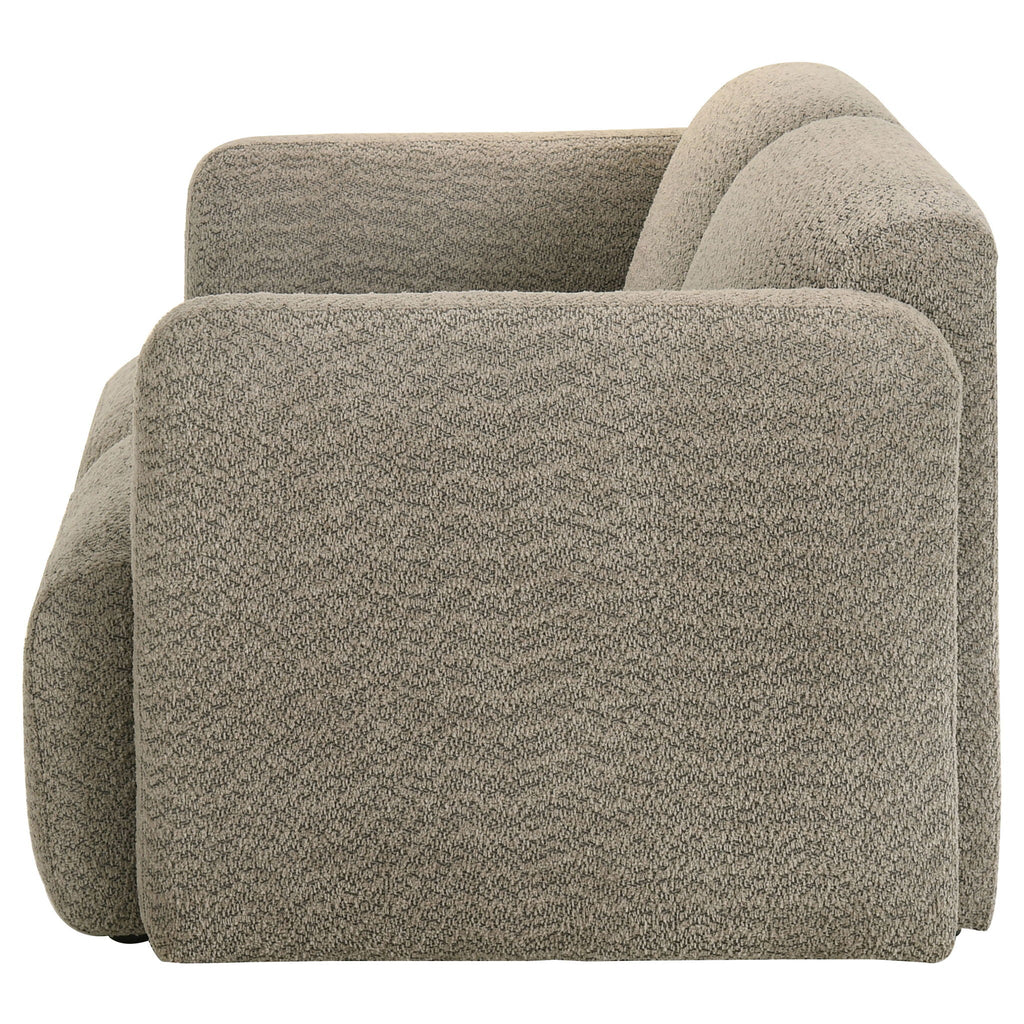 Dorset Fabric Upholstered Round Track Arm Loveseat Brown