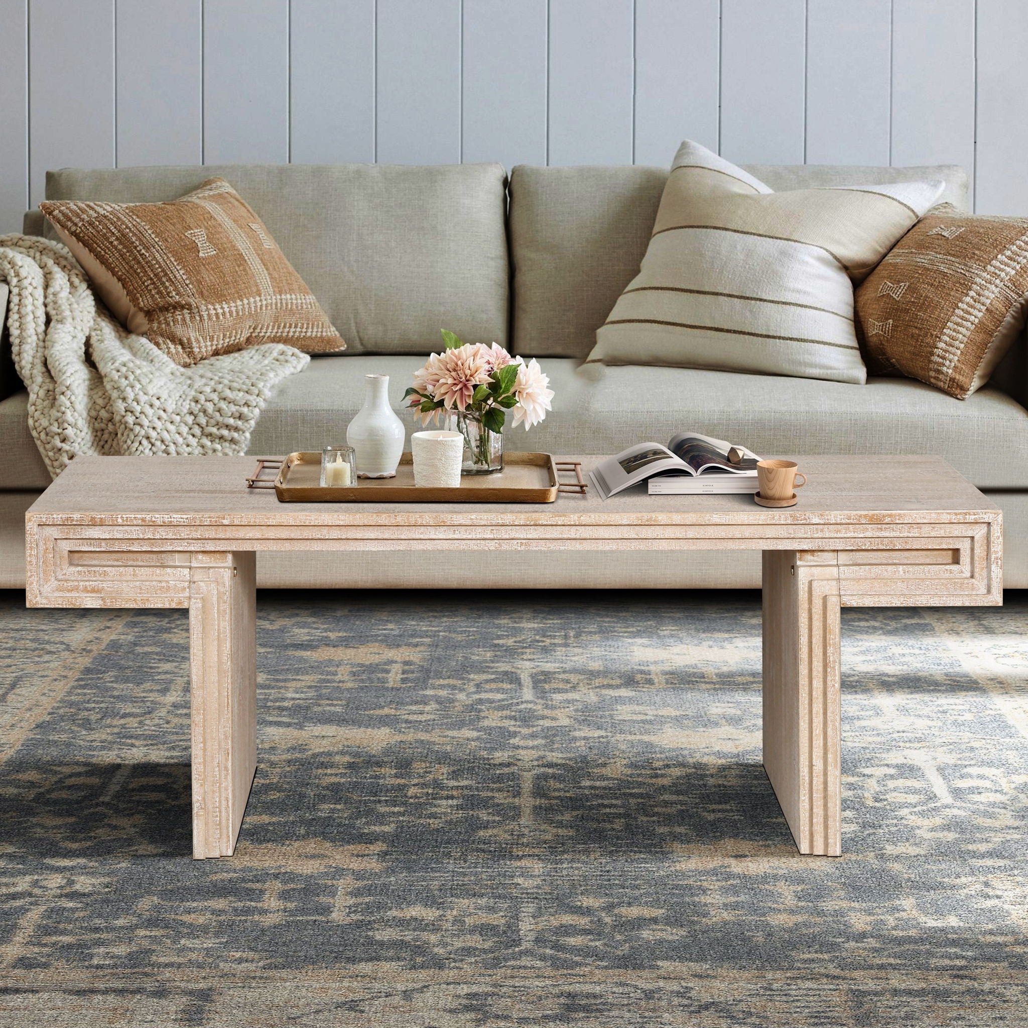 American Vintage Industrial Coffee Table, Double Tier Design