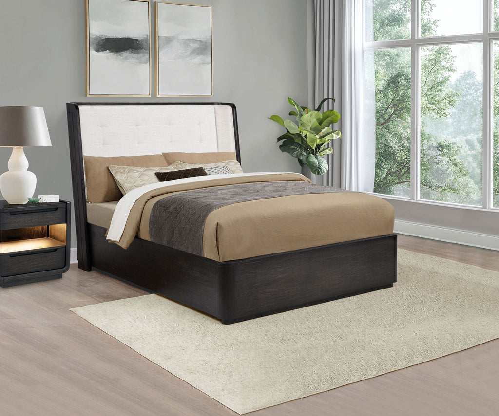 Leandro 55-inch Queen Wingback Bed Burnished Black