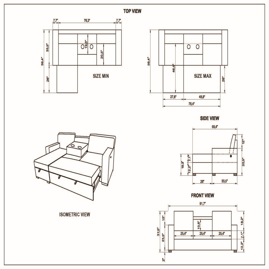 Territory - Pull Out Sofa Bed With Design - Dark Gray