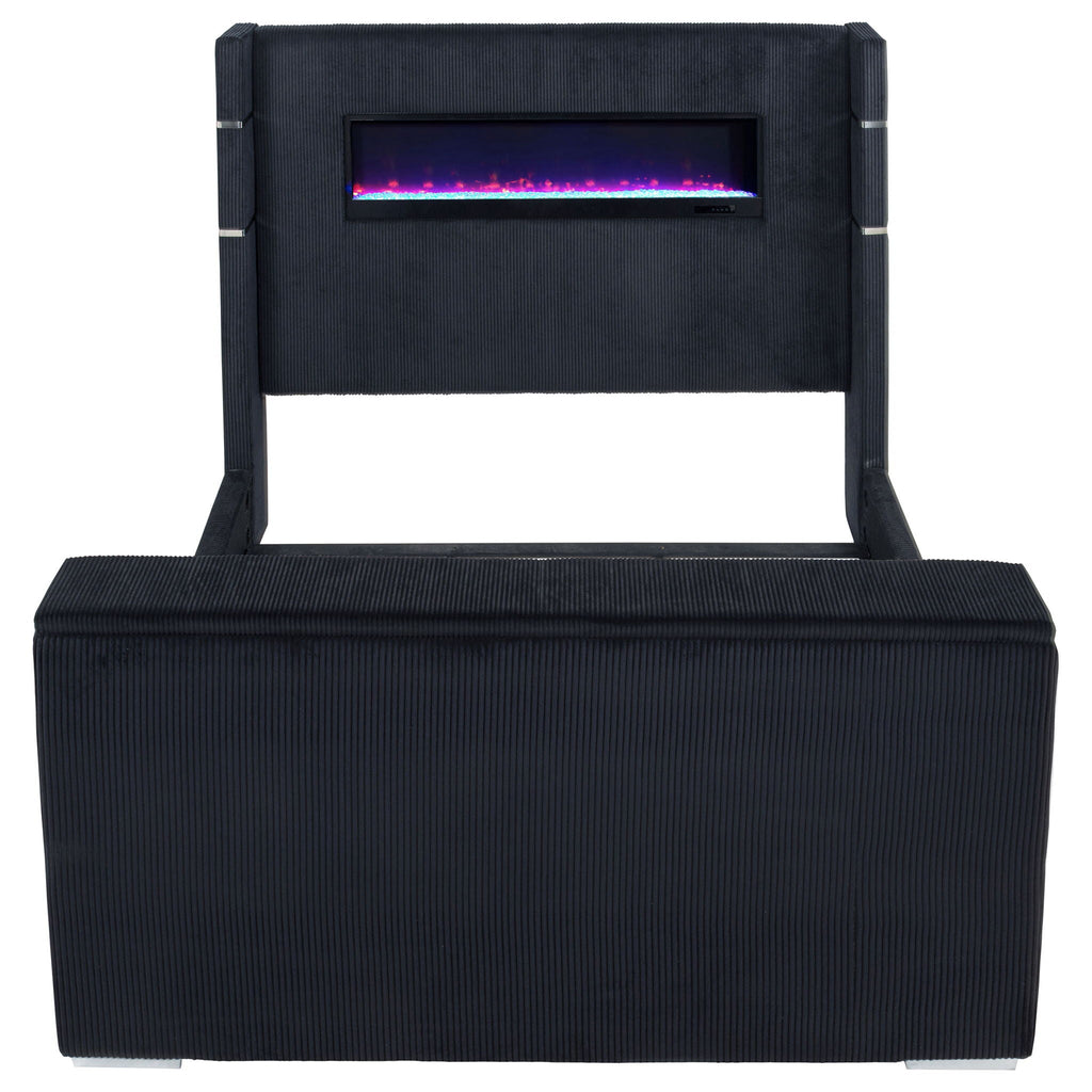 Tisdall Eastern King Flame Visualizer Wingback TV Bed Black