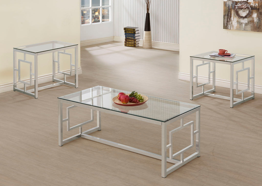 Merced 3-piece Rectangular Coffee and End Table Set Nickel