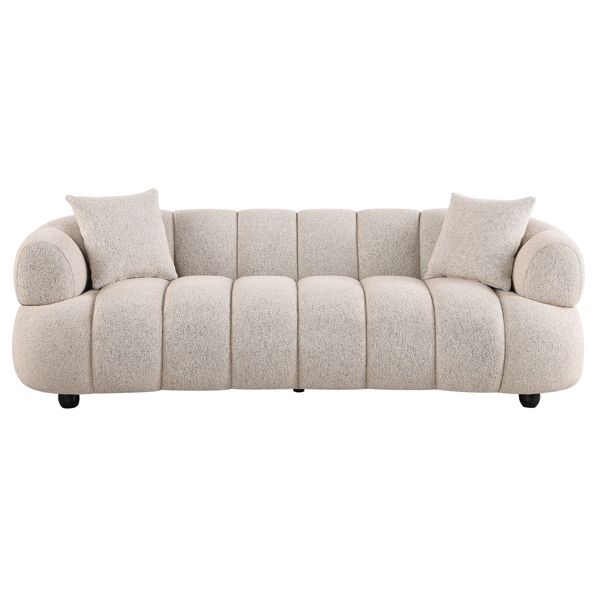 Whitney Contemporary Channel Tufted Boucle Upholstered Sofa