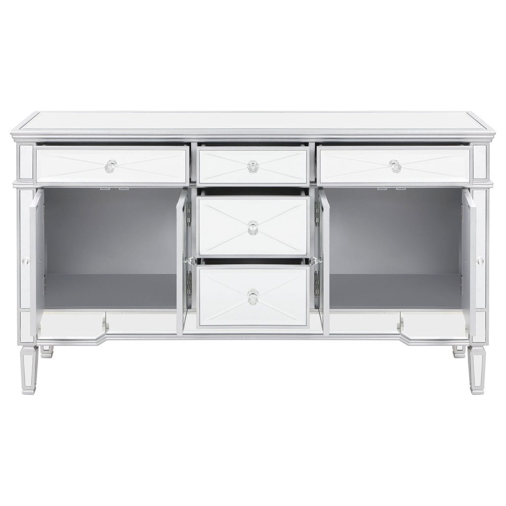 Duchess 5-drawer Mirrored Storage Accent Cabinet Silver