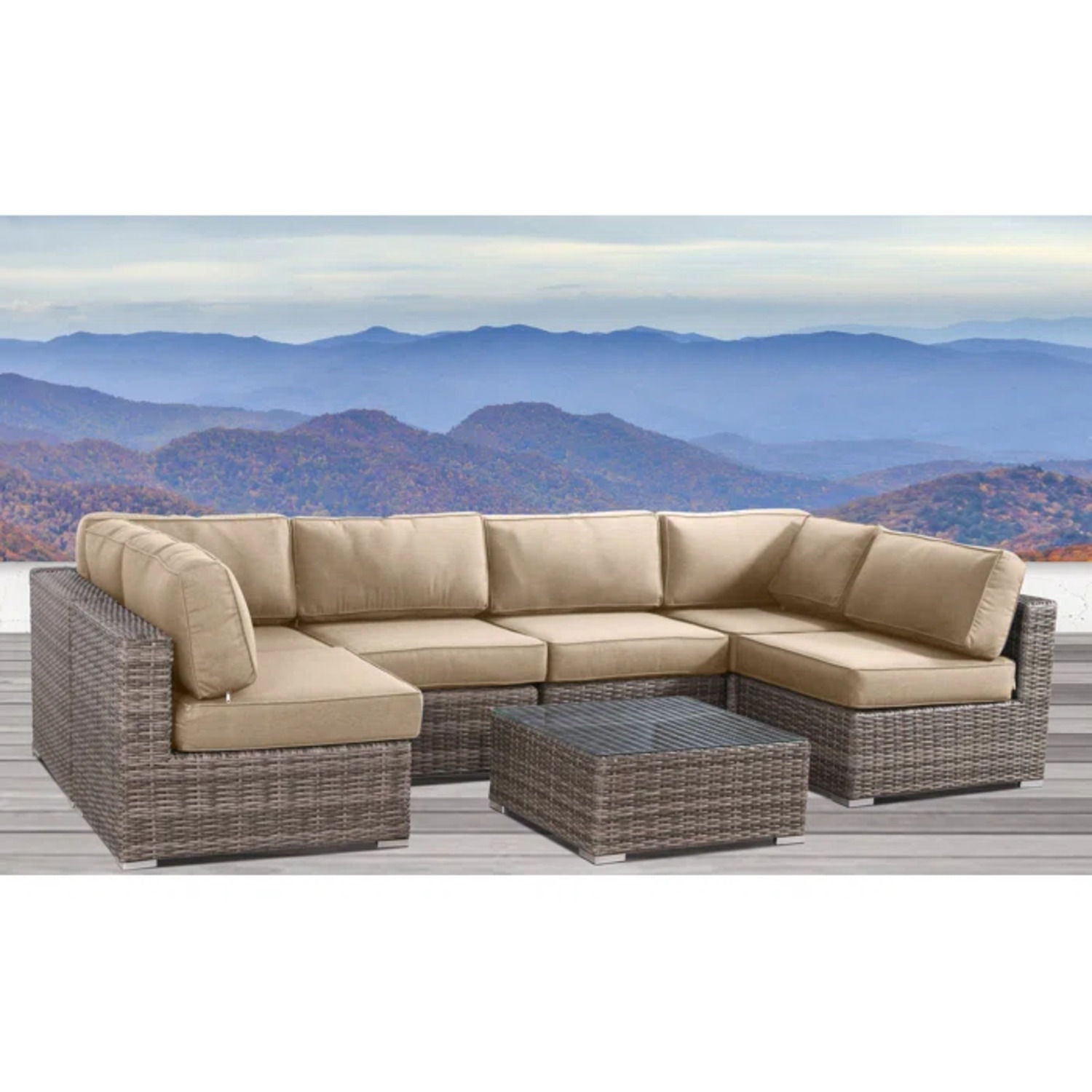 Seating Set With Cushions Handcrafted Wicker Design