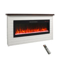 65" Electric Fireplace With Wall Mantel, 50" Fireplace Insert Heater, Remote Control, Timer For Living Room - Antique White