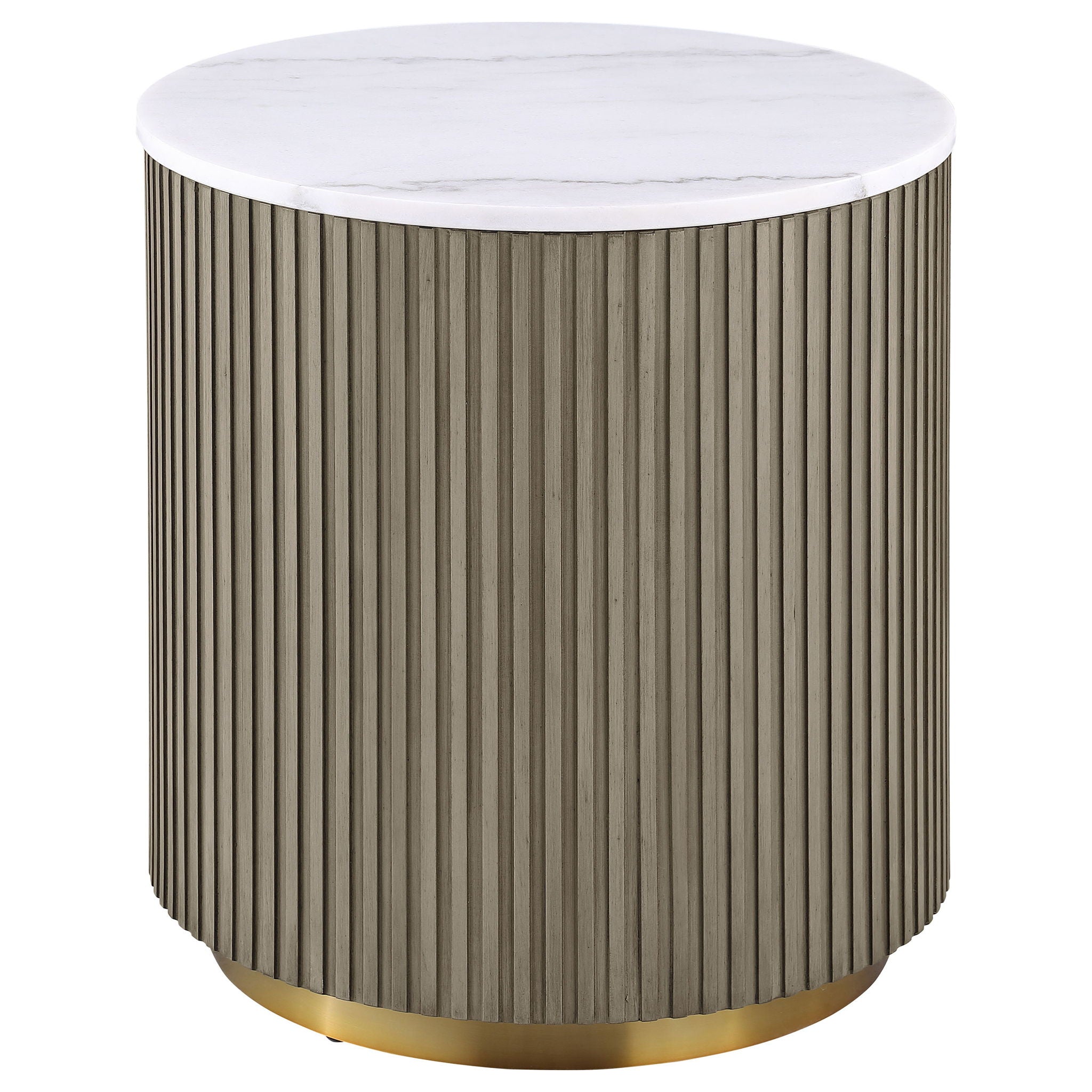Jason 3-piece Round White Marble Coffee Table Set Greige