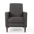 Macedonia - Mid Century Modern Button Tufted Fabric Recliner - Slate