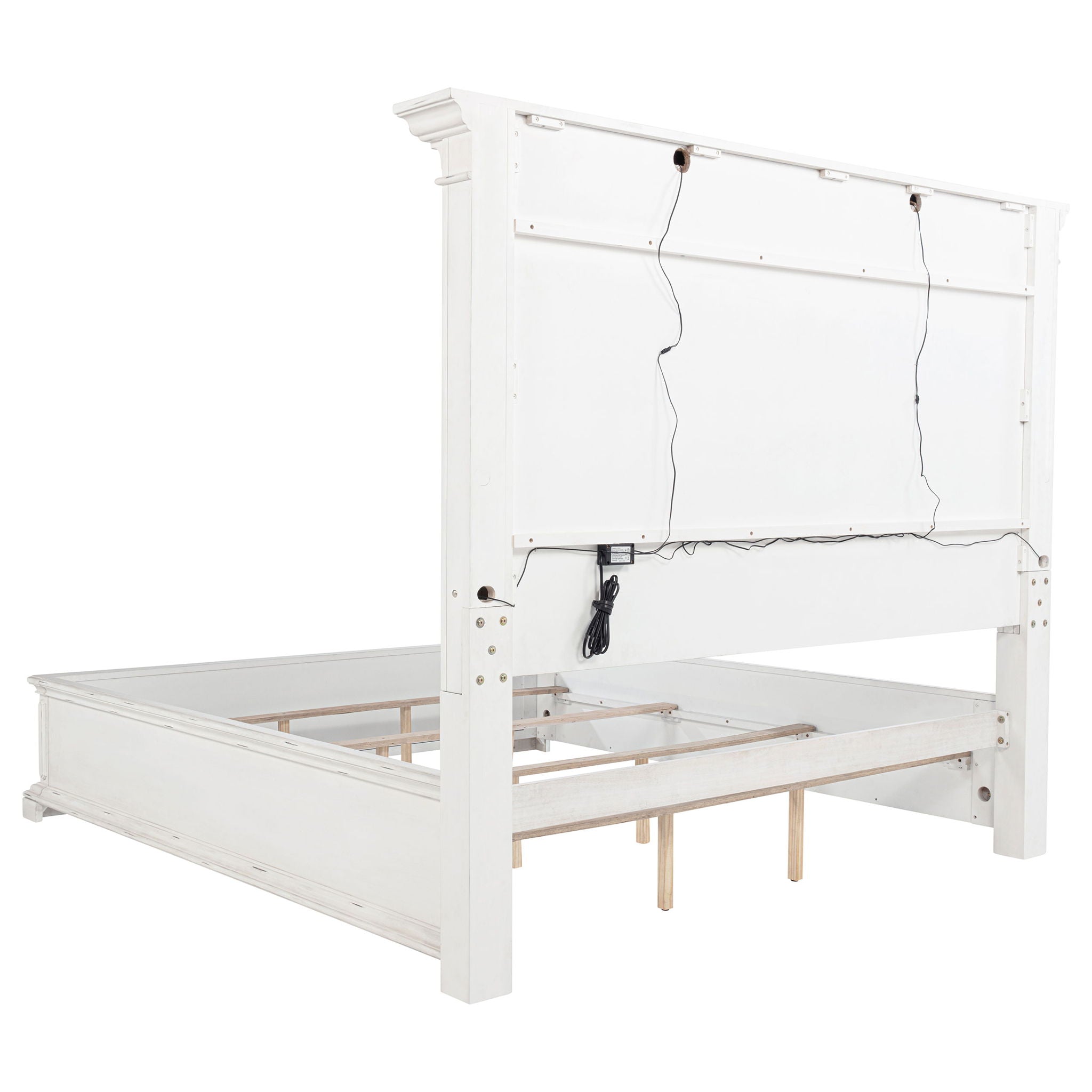McKinney Queen LED Light Panel Bed Vintage White