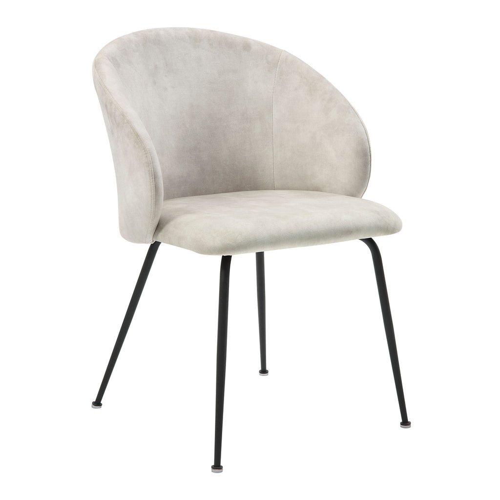 Velvet Upholstery Side Chairs 2 Piece Set With Metal Legs Modern Home Furniture - Beige