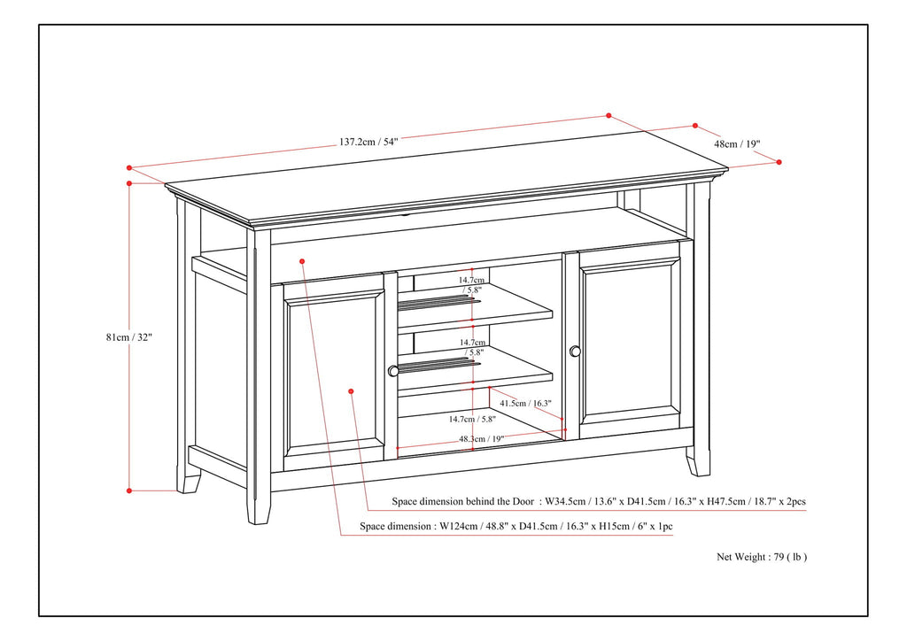 Amherst - TV Media Stand, Handcrafted