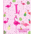 Composition Notebook L: Pink Flamingo Initial L Composition Wide Ruled Notebook - Paperback