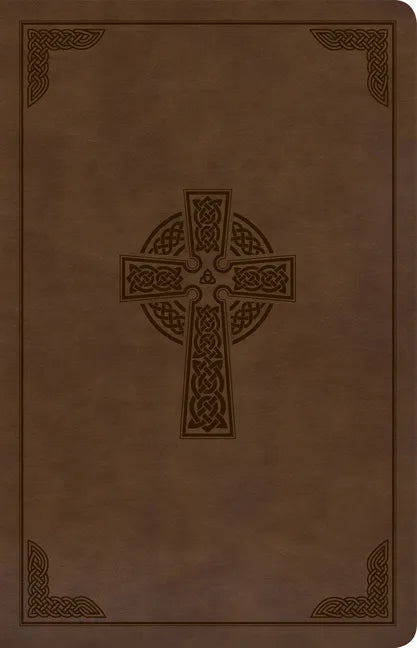 KJV Large Print Personal Size Reference Bible, Brown Celtic Cross Leathertouch - Imitation Leather
