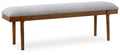 Lyncott - Large Upholstered Dining Room Bench - Gray / Brown
