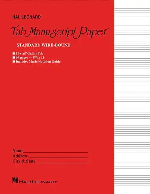 Guitar Tablature Manuscript Paper Wire-Bound Blank Sheet Music Book 11 Tablature Staves Per Page for Guitarists and Composers - Spiral