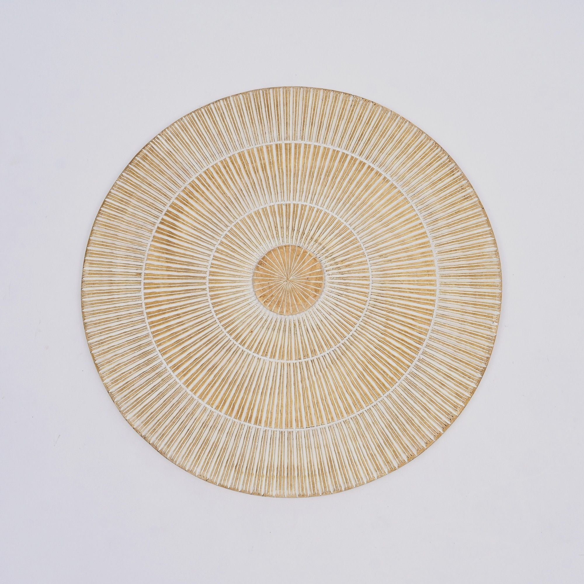 Handcarved Vintage Wheel Wall Decor - Brown / Antique White