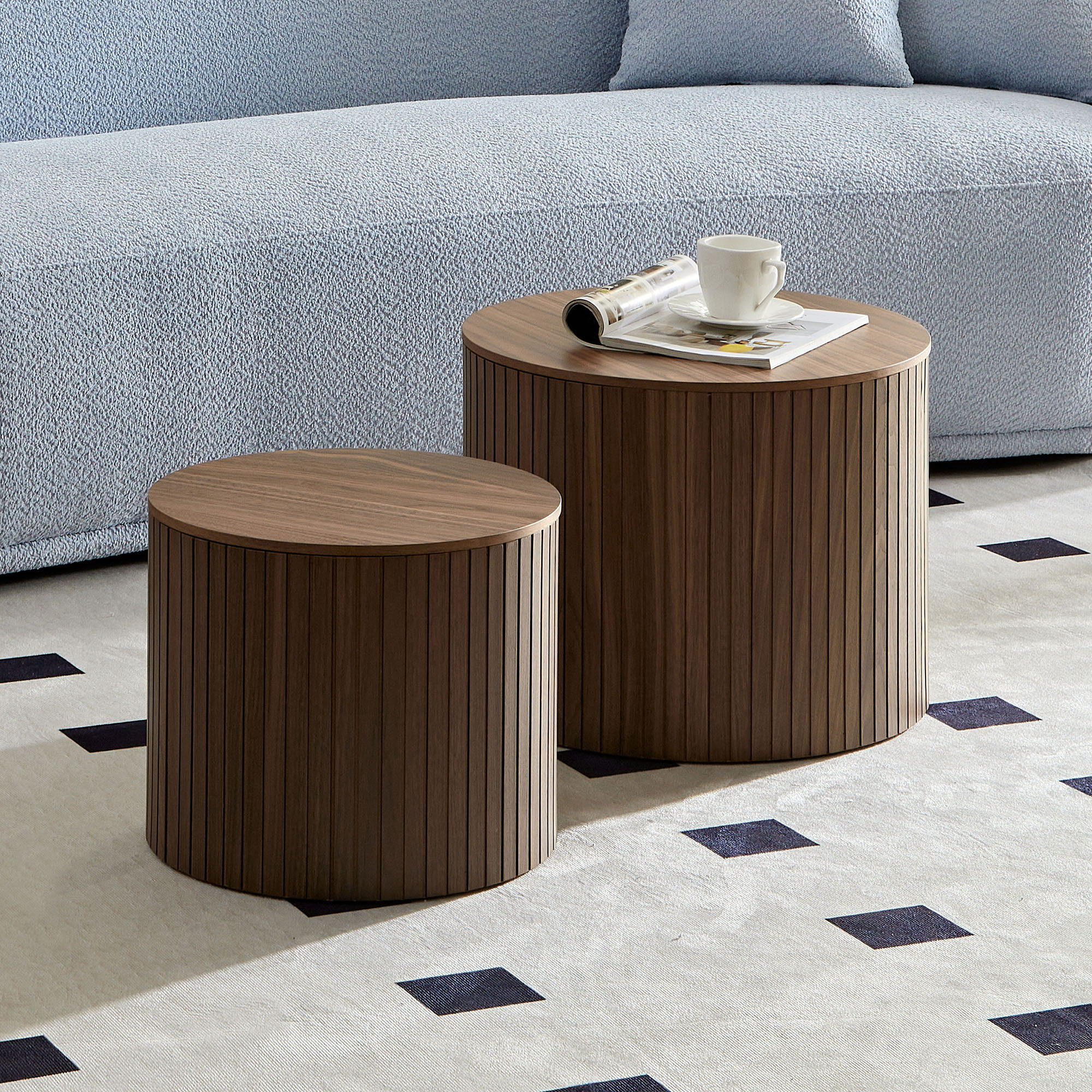 Handcrafted Nested Table Set, 2 Pieces