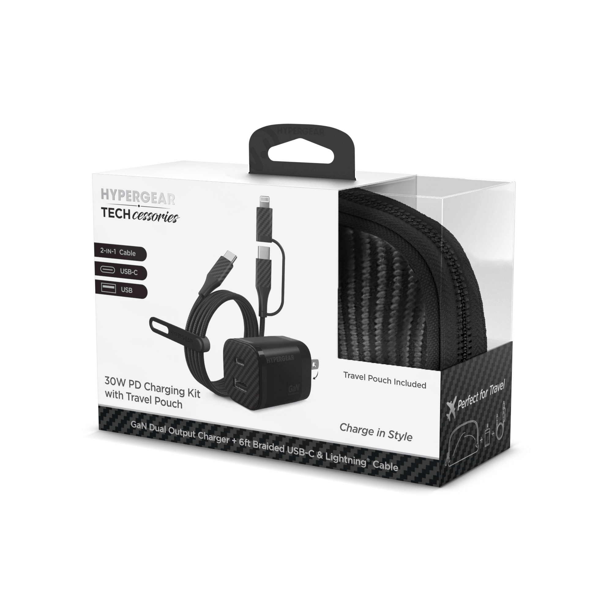 HyperGear TECHcessories 30W USB-C PD Charging Kit with Travel Pouch