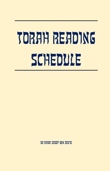 Torah Reading Schedule - Paperback