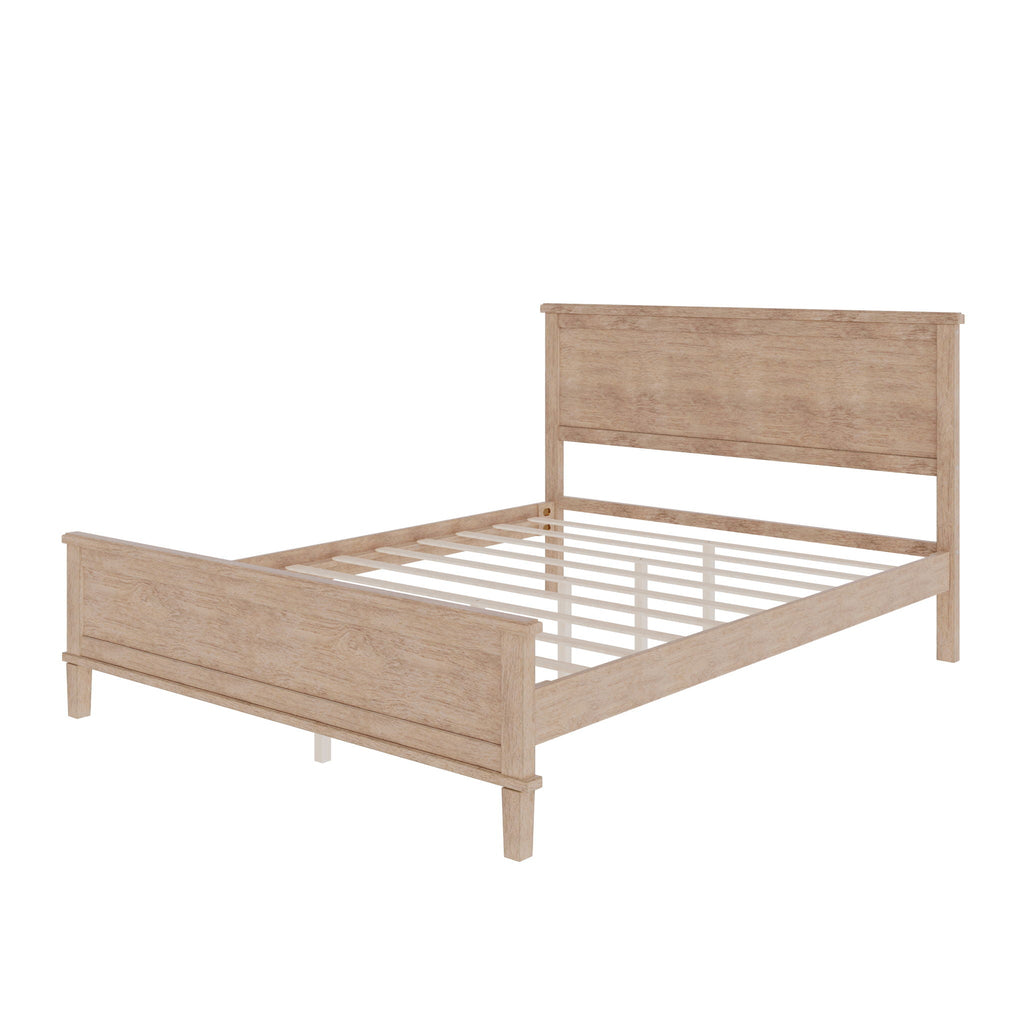 Mid-Century Platform Bed With Headboard And Slat Support, No Box Spring Needed