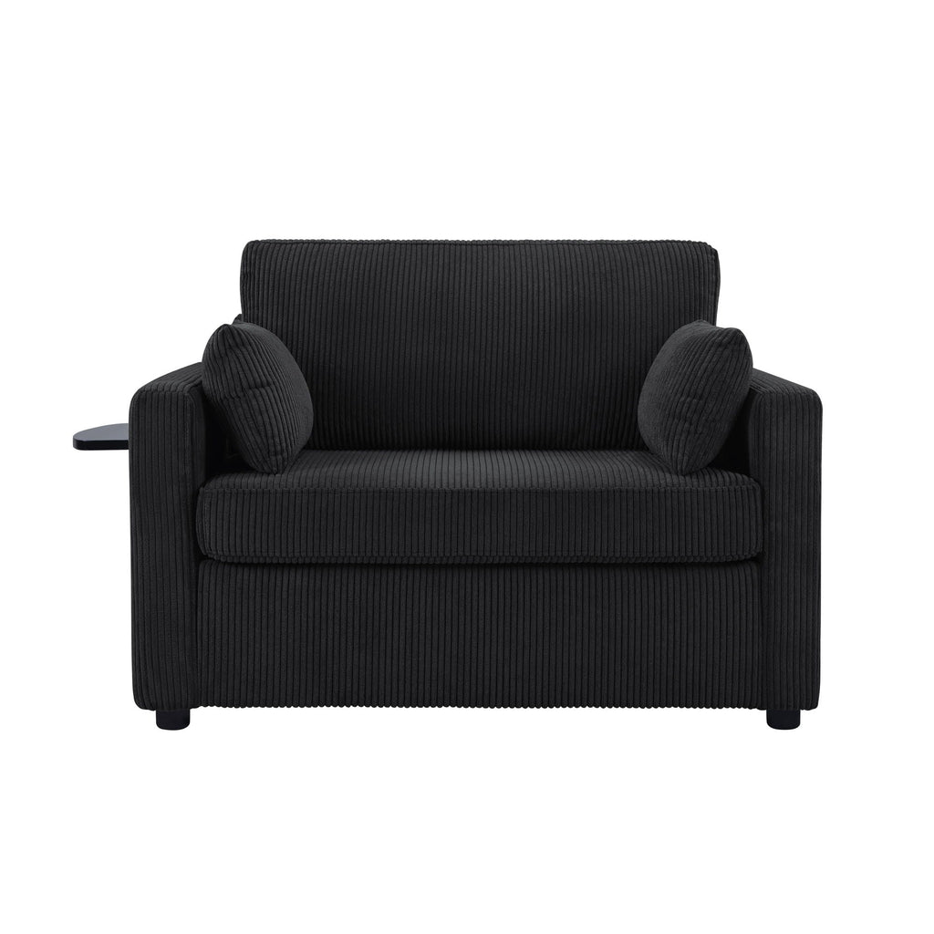 Sleeper Sofa With Foldable Mattress, USB Ports, Side Table & Storage Pocket