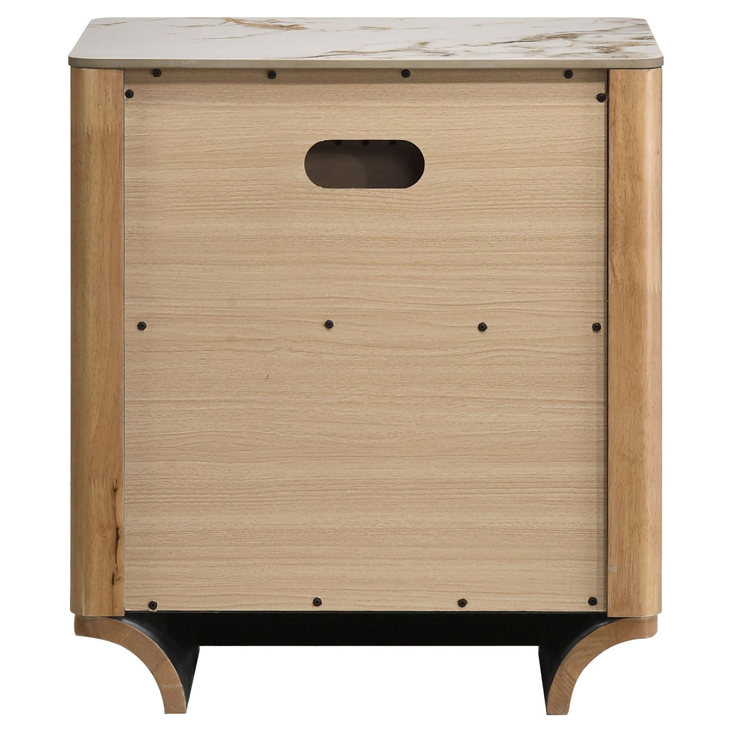 Leanne 2-drawer Sinter Stone Top Nightstand Light Oak