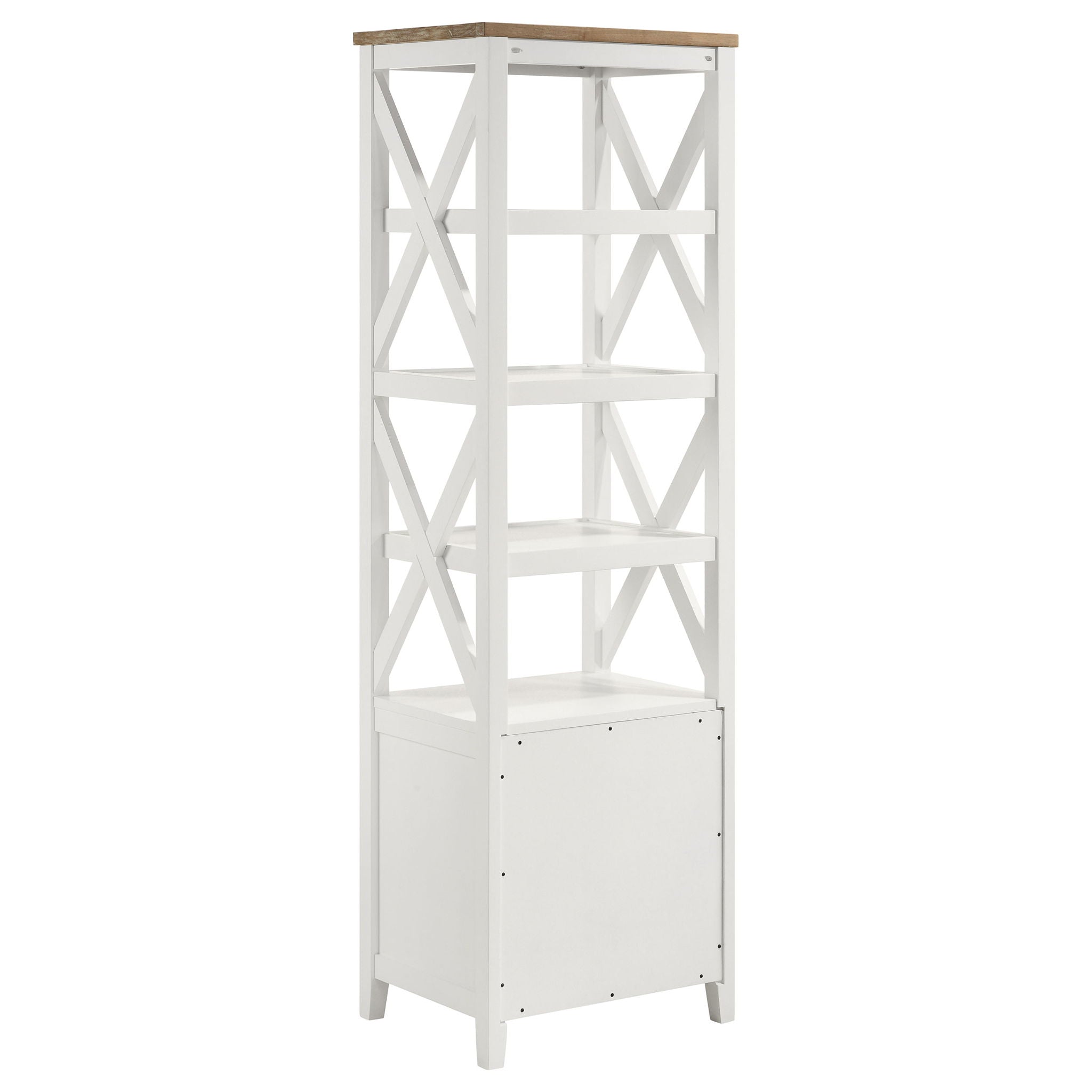 Hollis 4-shelf Wood Media Tower with Drawers Brown and White