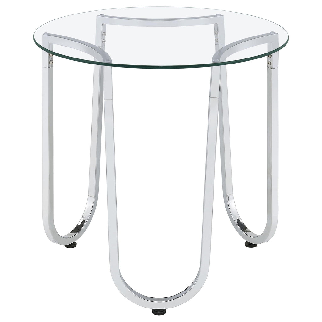 Beller 2-piece Round Tempered Glass Top Coffee Table Set Chrome