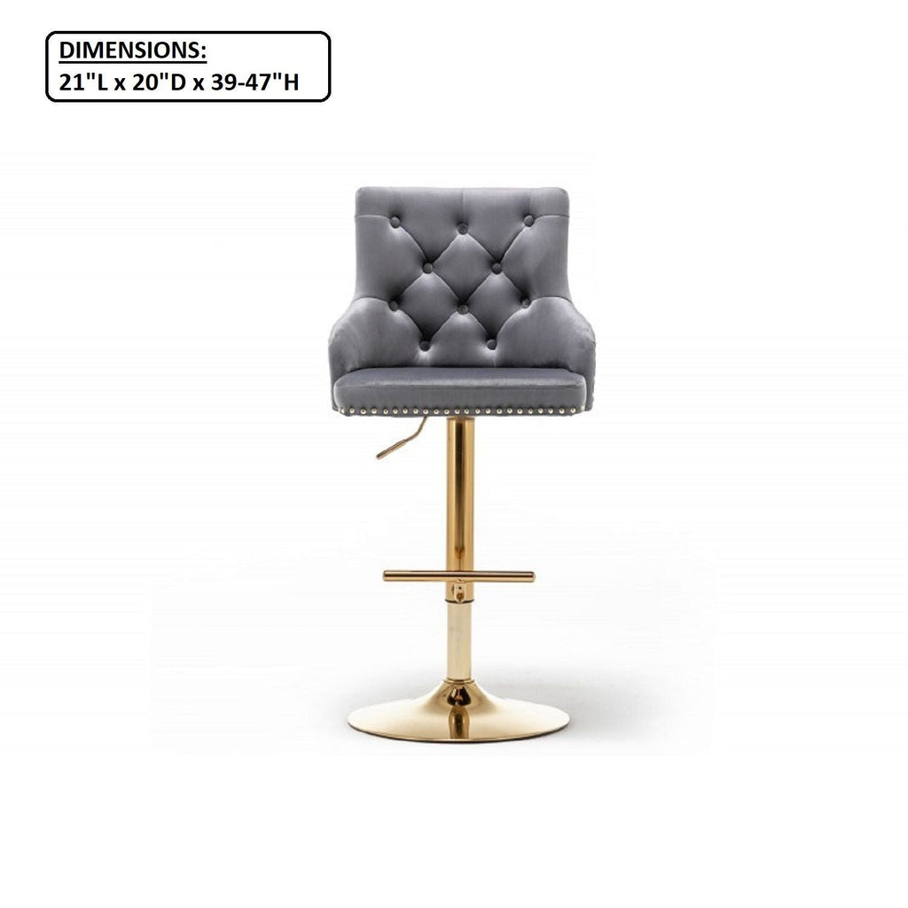 Adjustable Swivel Bar Stool With Nailhead Trim (Set of 2)