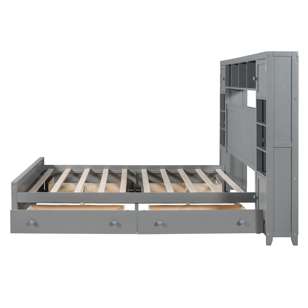 Bed With All In One Cabinet, Shelf And Sockets