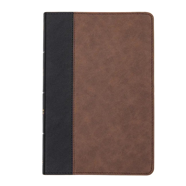 CSB Large Print Thinline Bible, Black/Brown Leathertouch - Imitation Leather