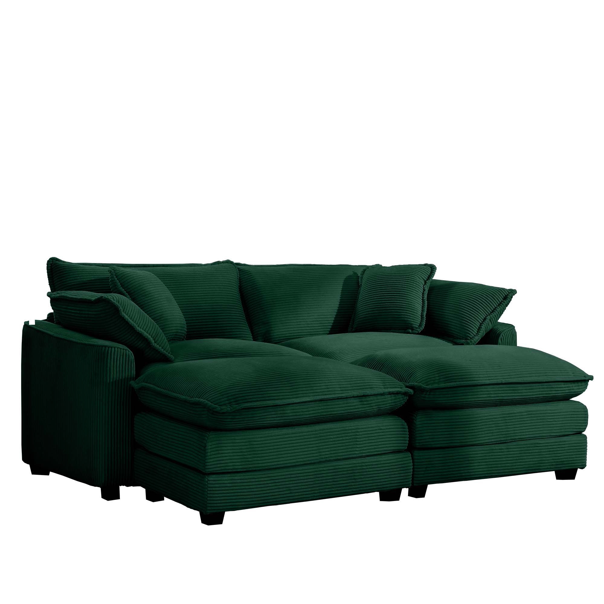 Modern Oversized Modular Cushion Sofa With Ottoman, Low Back, Deep Seating Sofa Set