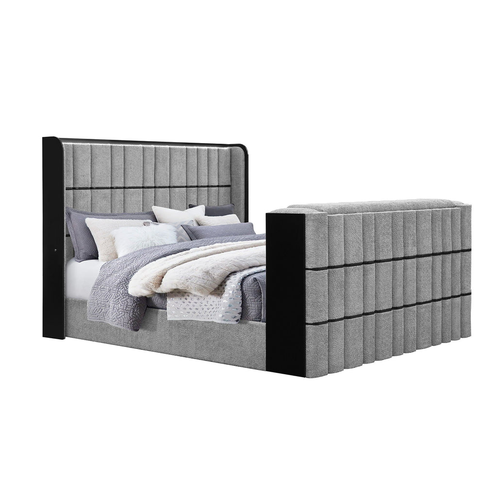Isaiah - Bed With TV Lift-LED Speakers And Fireplace