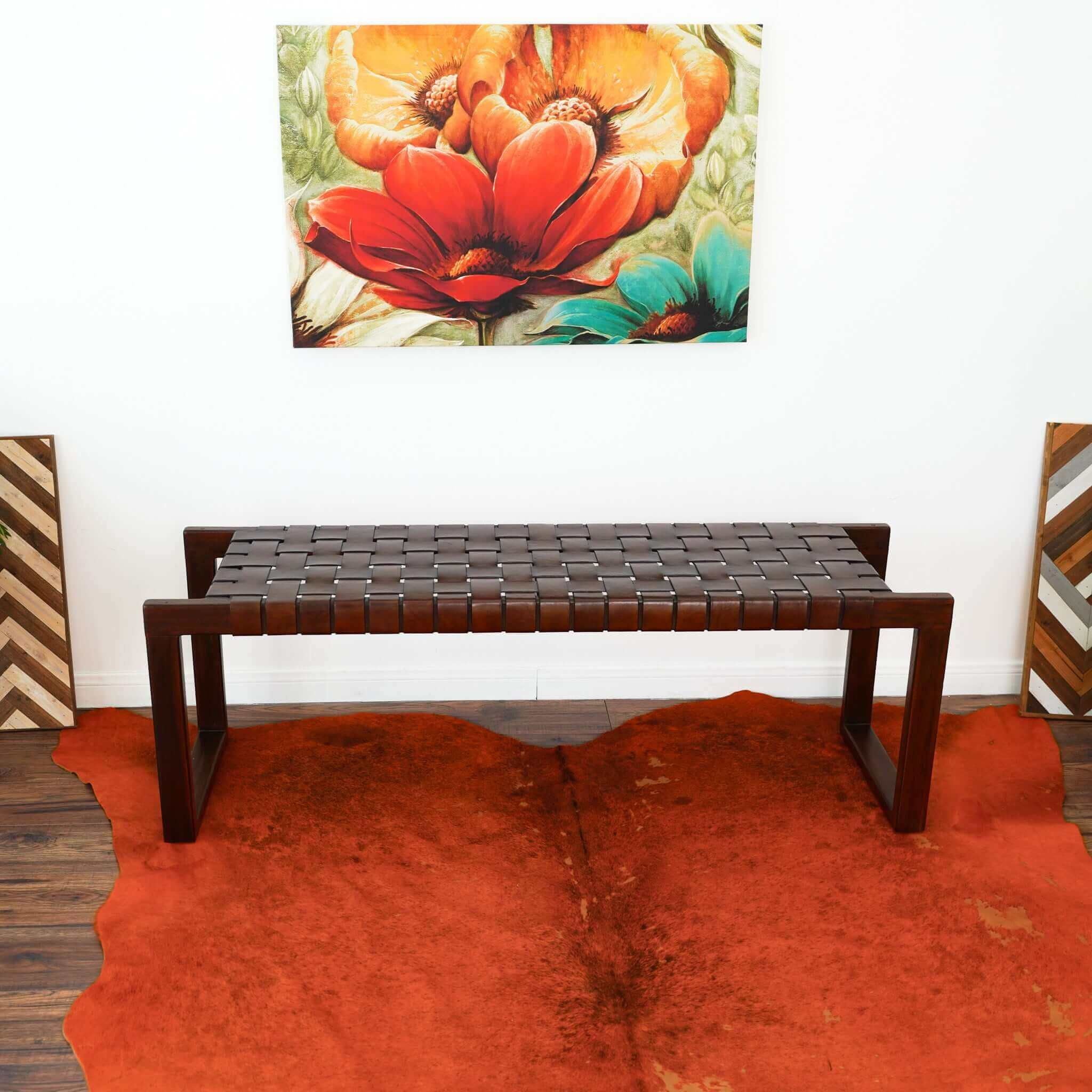 Christina - Bench - Cognac / Dark Brown / Tan