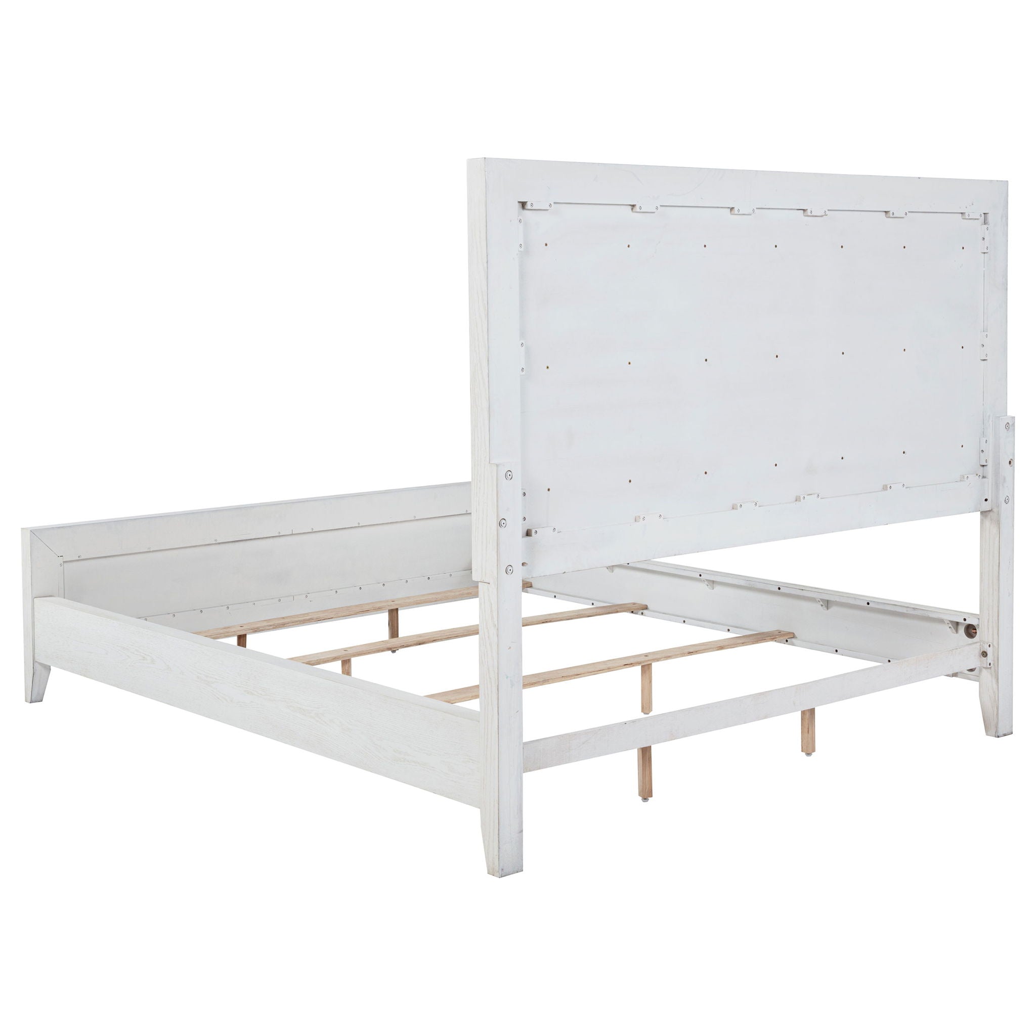 Marielle Eastern King Upholstered Panel Bed Distressed White