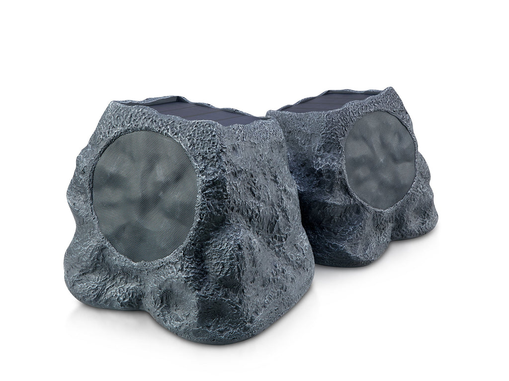 SoundPro 1-Pair Bluetooth Multi-Link Solar Rechargeable Wireless Rock Speakers
