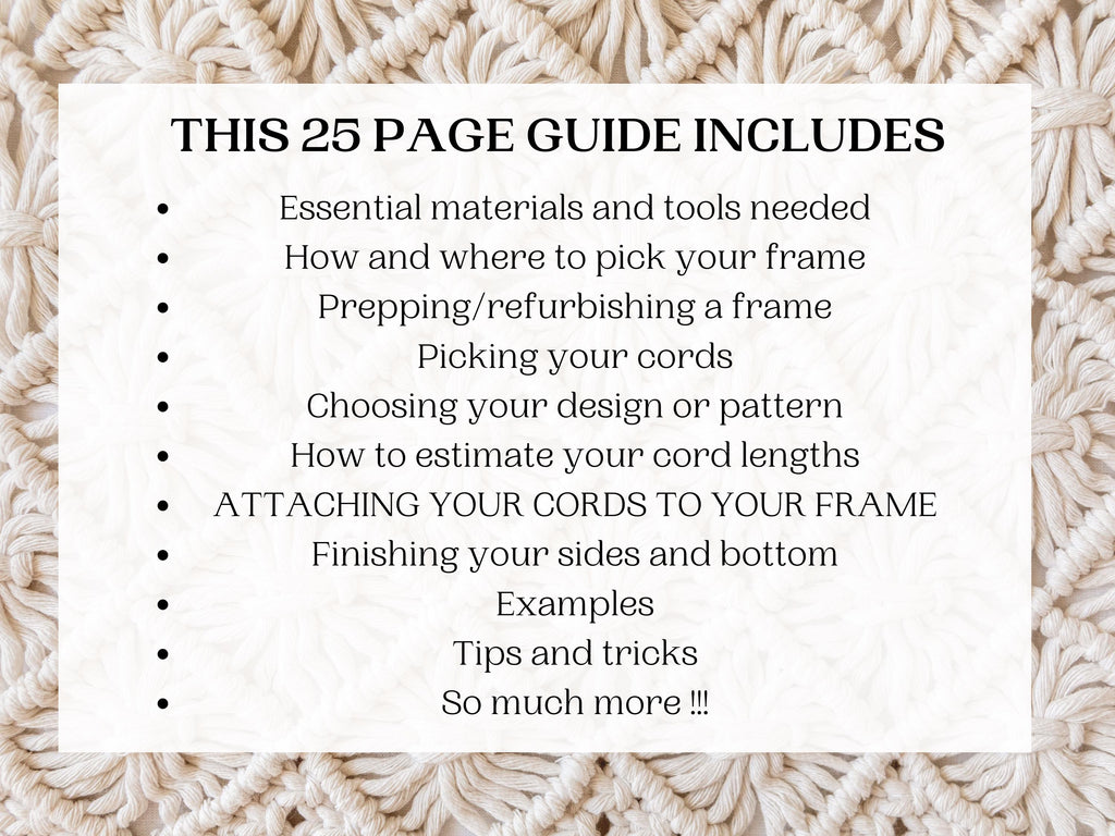 Mastering framed macrame guide. 25 page PDF how to guide for artists.