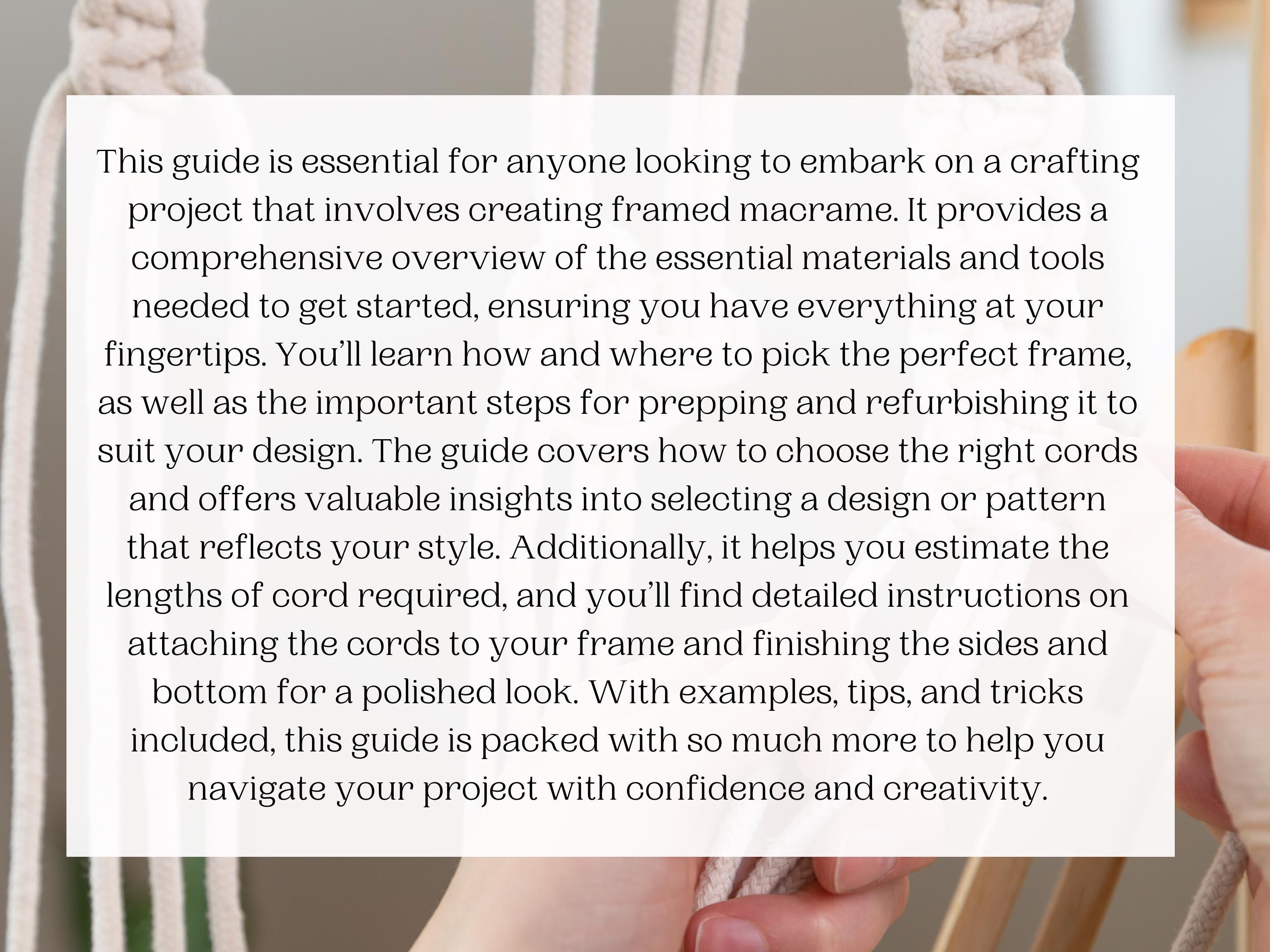 Mastering framed macrame guide. 25 page PDF how to guide for artists.